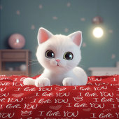 Valentijns thema Rood Wit Ik hou van je Patroon Fleece Deken