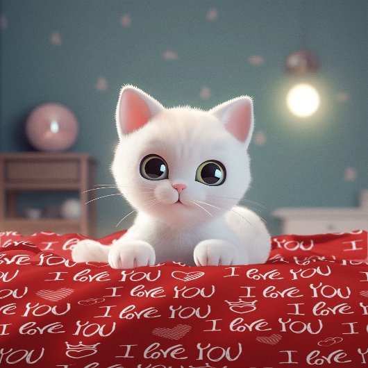 Valentijns thema Rood Wit Ik hou van je Patroon Fleece Deken