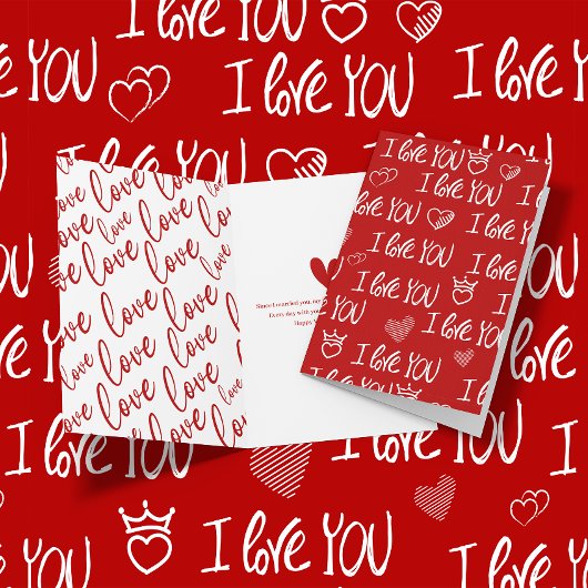 Valentijns thema Rood Wit Ik hou van je Patroon Kaart