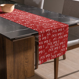 Valentijns thema Rood Wit Ik hou van je Patroon Korte Tafelloper