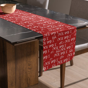 Valentijns thema Rood Wit Ik hou van je Patroon Korte Tafelloper
