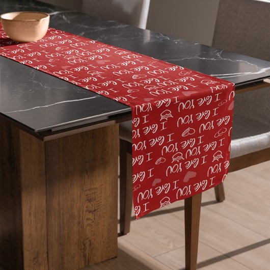 Valentijns thema Rood Wit Ik hou van je Patroon Korte Tafelloper