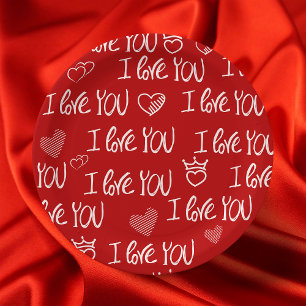 Valentijns thema Rood Wit Ik hou van je Patroon Papieren Bordje