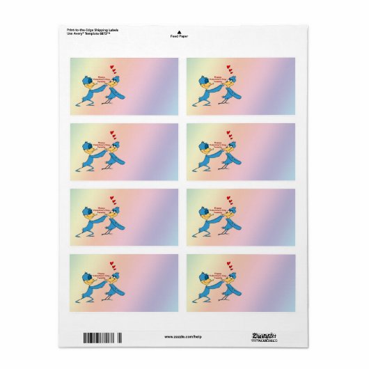 Valentijns Tortelduifjes Verzendlabel (Full Sheet)