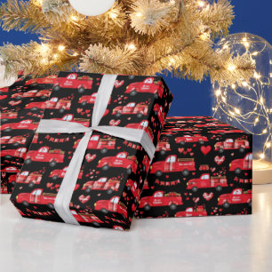 Valentijns Trucks op Zwart Cadeaupapier
