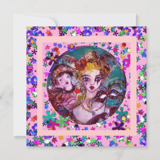 VALENTIJNS VENETIAANS MASKERBAL KAART (Voorkant)