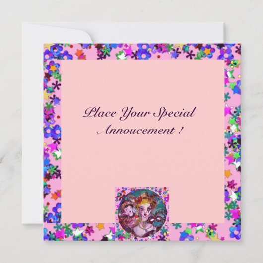 VALENTIJNS VENETIAANS MASKERBAL KAART (Voorkant)