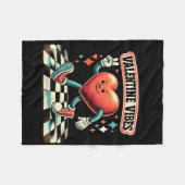 Valentijns Vibes Groovy Geruite Grappige Valentijn Fleece Deken (Voorkant (Horizontaal))