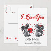 Valentijns Wenskaart van wasbeer Briefkaart (Voorkant / Achterkant)