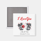 Valentijns Wenskaart van wasbeer Magneet (Voorkant / Achterkant)