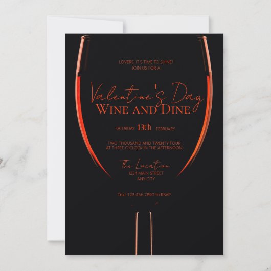 Valentijns Wijn en Dine Invitation Kaart (Voorkant)