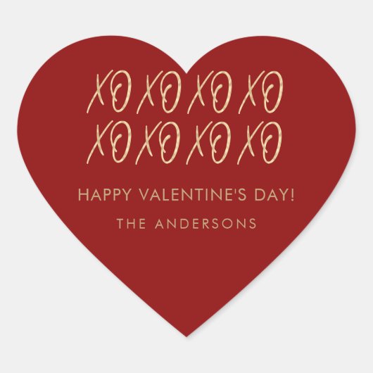 Valentijns XOXO Red Faux Gold Hart Sticker (Voorkant)