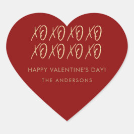 Valentijns XOXO Red Faux Gold Hart Sticker