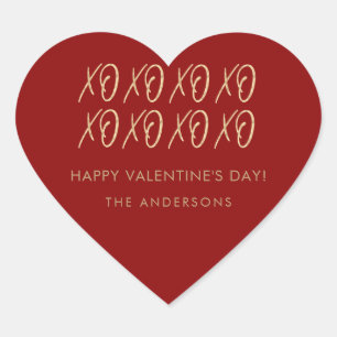Valentijns XOXO Red Faux Gold Hart Sticker