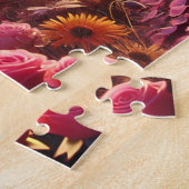 Valentijns Zonsondergang Bloemenpad Romantisch Paa Legpuzzel (Zijkant)