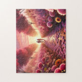Valentijns Zonsondergang Bloemenpad Romantisch Paa Legpuzzel (Verticaal)
