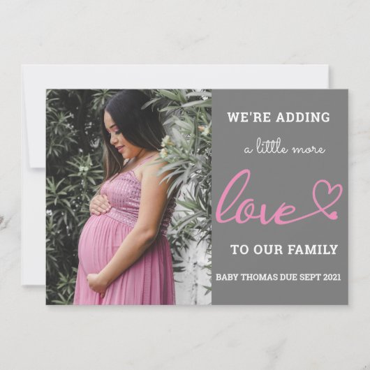 Valentijns zwangerschap baby aankondiging roze har (Voorkant)