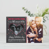 Valentijns zwangerschapsaankondiging echografie Ka Feestdagenkaart (Staand voorkant)