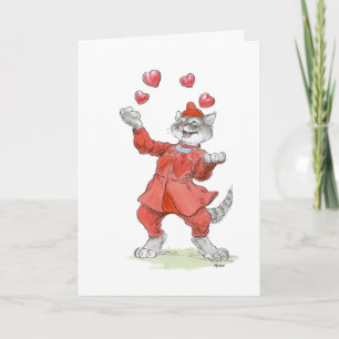 Valentijnsbal juggerende kat kaart