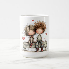 Valentijnsbankmaatjes Illustratie Koffiemok