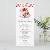 Valentijnsbeer Baby Shower Menu Kaart (Staand voorkant)