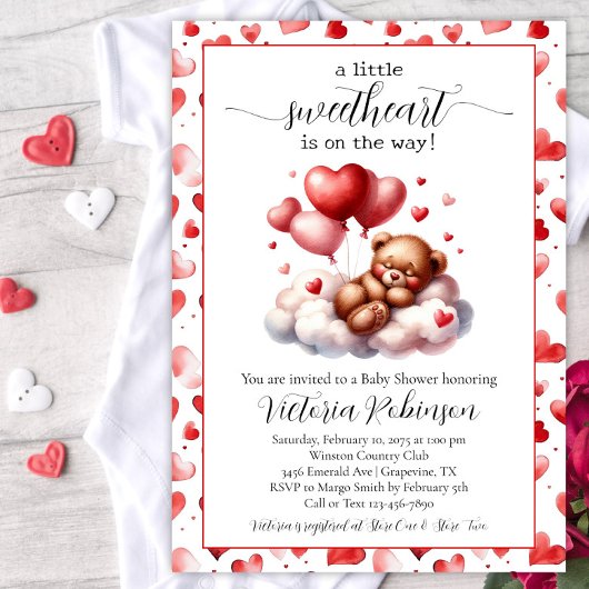 Valentijnsbeer Babyshower Kaart