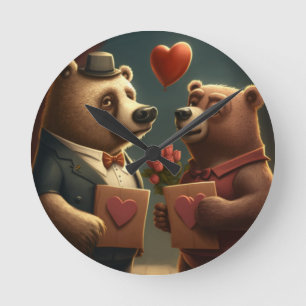 Valentijnsbeer cartoon ronde klok