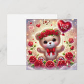 Valentijnsbeer met rode ballon ik hou van jou feestdagenkaart (Voorkant / Achterkant)