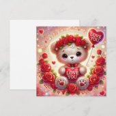 Valentijnsbeer met rode hartballon liefde feestdagenkaart (Voorkant / Achterkant)