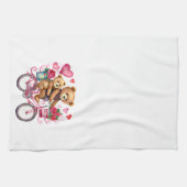 Valentijnsbeer op een fiets theedoek (Horizontaal)