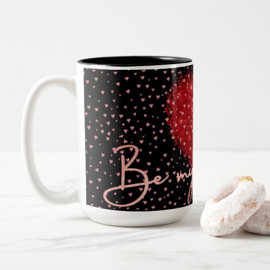 Valentijnsbeker Tweekleurige Koffiemok (Met donut)