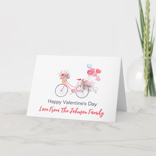 Valentijnsbezorgingsfiets Vakantiefoto Feestdagen Kaart (Voorkant)