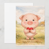 Valentijnsbiggetje Feestdagenkaart (Voorkant / Achterkant)