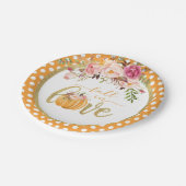 Valentijnsbord - Oranje Stippen Papieren Bordje (Gekanteld)