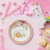 Valentijnsbord - Roze Stippen Papieren Bordje (Feest)