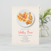 Valentijnsbrunch kip en wafels feest kaart (Staand voorkant)
