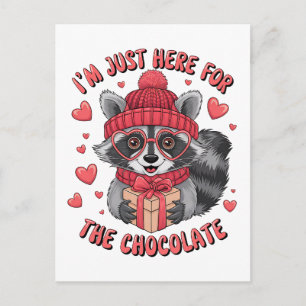Valentijnscadeau Ik ben hier alleen voor de choc Briefkaart