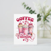 Valentijnscadeau | koffie is mijn valentijn briefkaart (Staand voorkant)