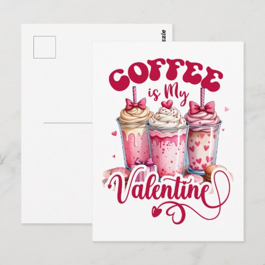 Valentijnscadeau | koffie is mijn valentijn briefkaart (Voorkant / Achterkant)