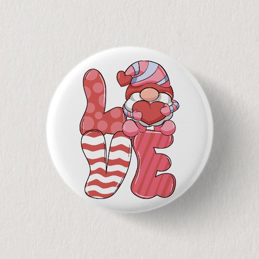 Valentijnscadeau | LIEFDE Kabouter Ronde Button 3,2 Cm (Voorkant)
