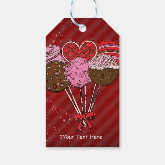 Valentijnscake pops Aangepaste verjaardagsfeestfav Cadeaulabel (Voorkant)