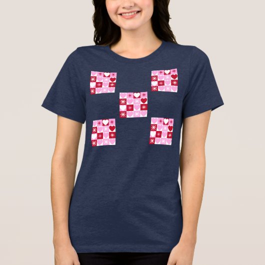 Valentijnscheckerboard Tri-Blend shirt (Voorkant)