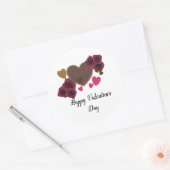 Valentijnschocolade en rozenronde sticker (Envelop)