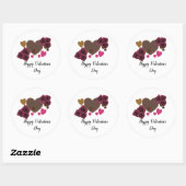 Valentijnschocolade en rozenronde sticker (Vel)