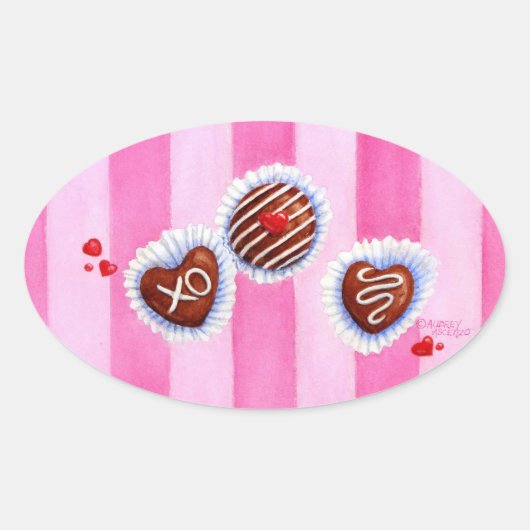 Valentijnschocolade Hartjes Stickers (Voorkant)