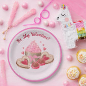 Valentijnscupcakes, koekjes en snoepjes papieren bordje (Feest)