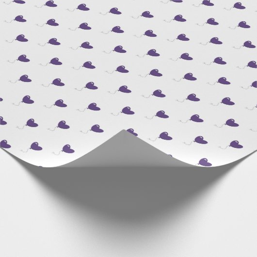 Valentijnsdag 14 februari paarse hart cadeaupapier (Hoek)