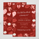 Valentijnsdag 1e verjaardag februari rood roze kaart (Voorkant / Achterkant)