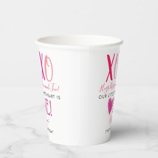 Valentijnsdag 1e verjaardag Hugs & Kisses (XOXO) Papieren Bekers (Rechts)