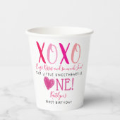 Valentijnsdag 1e verjaardag Hugs & Kisses (XOXO) Papieren Bekers (Voorkant)